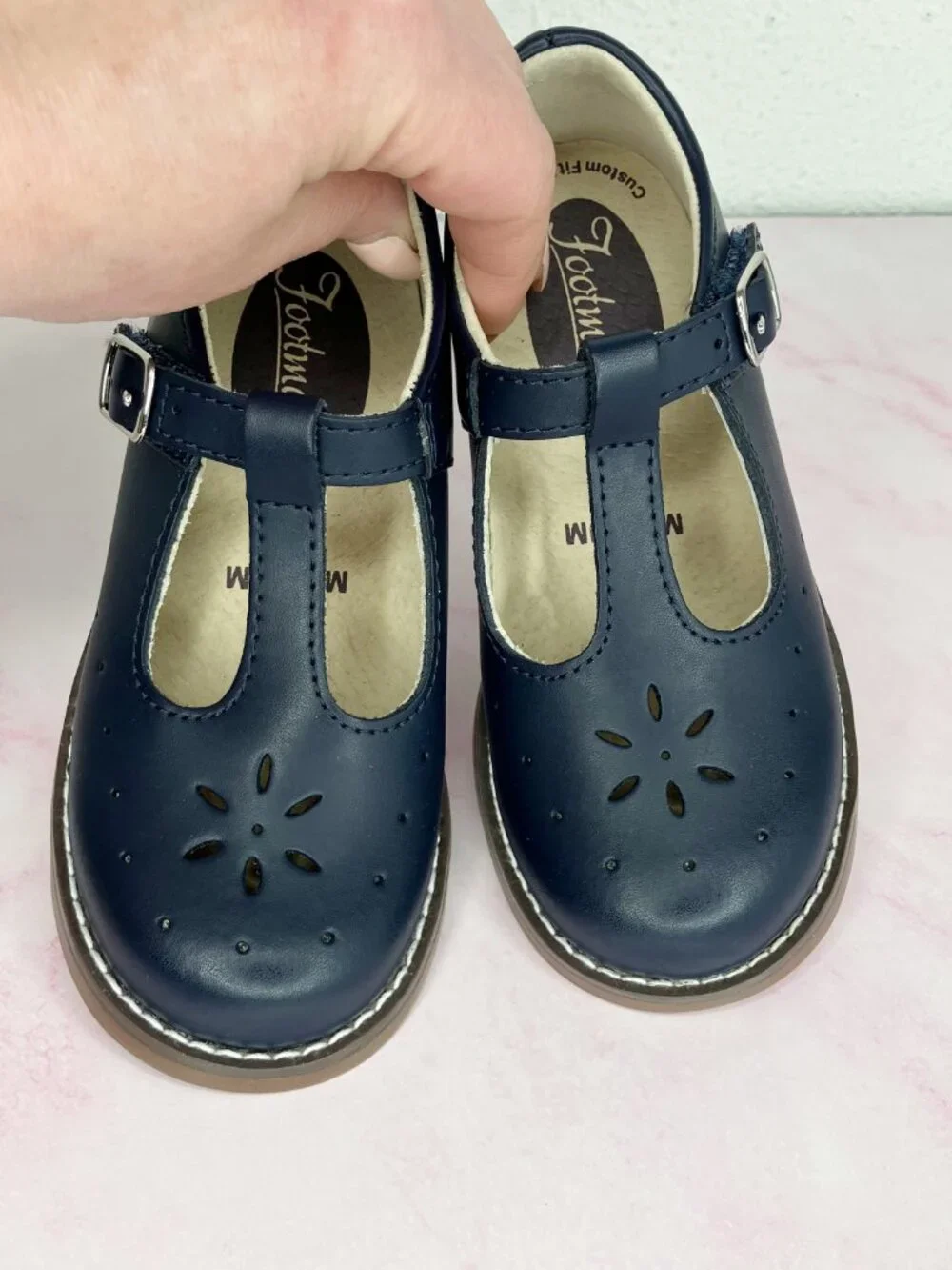 NIB Footmates Sherry T-strap Mary Jane navy leather size 9.5 little kid